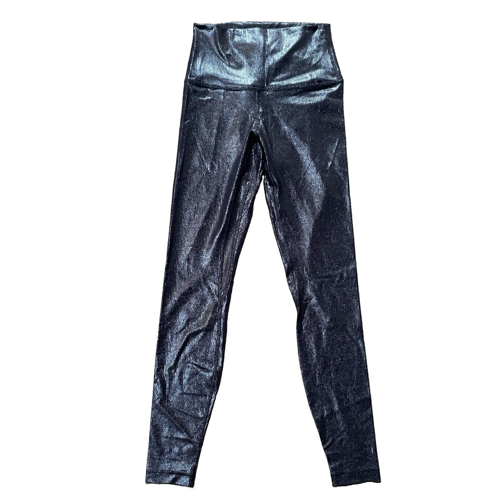 Lululemon Align HR Ribbed Pants 28 Shine Metallic Black Size 4 NWT